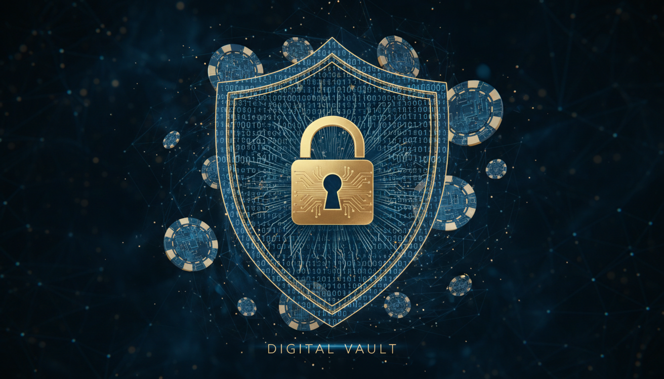 Ilustracja przedstawiająca cyfrowe bezpieczeństwo i anonimowość w kasynie